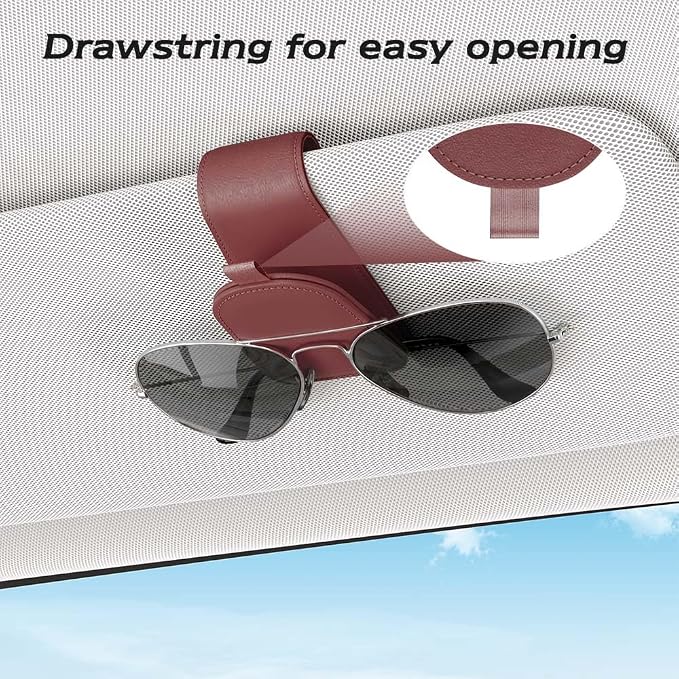 Sotfamily Sunglass Holder for Car Visor, Suede Cloth Magnetic Sunglass Organizer for Car Accessories, 2 Packs, Claret