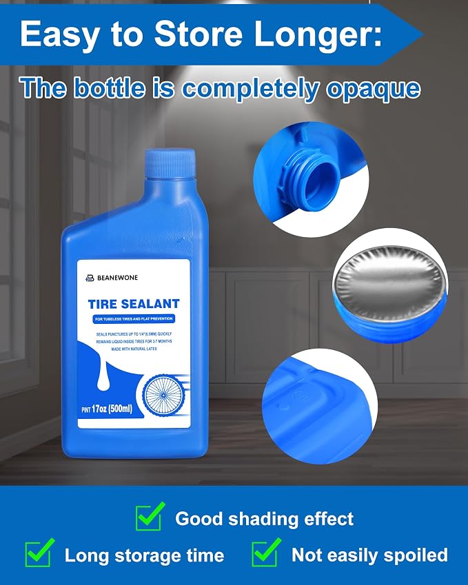 Tubeless Tire Sealant, Tubeless Bike Sealant - 2oz per Bottle, Long-Lasting for MTB, No Tubes and Tubeless Tires. No Tire Removal, Directly Refills in Under 30s