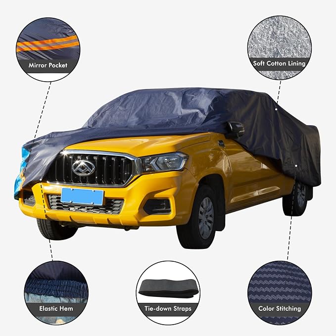 Truck Cover Waterproof All Weather for Automobiles, 6 Layers Outdoor Full Exterior Cover Rain Sun UV Snowproof Protection (Length Up to 228 inch)