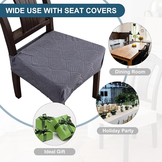 Waterproof Stretch Seat Covers,Dining Room Chair for 2 Set Removable Washable Chair Slipcover Protectors,Rear Covers,Dark Grey