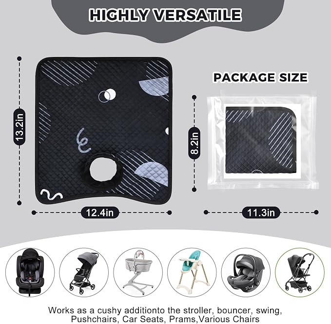 Car Seat Protector for Potty Training, 2 Pack Waterproof CarSeat Liner Toilet Training for Baby Infant Toddler, Dry Seat Piddle Pads Cover for Strollers (Geometric Black)