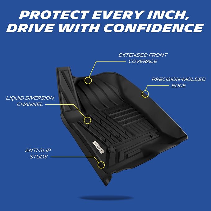 Michelin Vehicle Mats, All-Weather TPE Custom Fit Liner for 2019-2026 Silverado/Sierra 1500 & 2020-2026 2500/3500 Crew Cab Bucket Seat Carpet Floor with Rear Under-Seat Storage, Elite