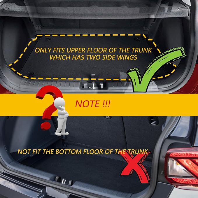 Wailtnb-Floor Mats & Cargo Mat Custom Fit for Hyundai Venue 2020-2026 (Upper Cargo mat) All Weather Floor Liner Heavy Duty Car Mat for Hyundai Venue Accessories Black