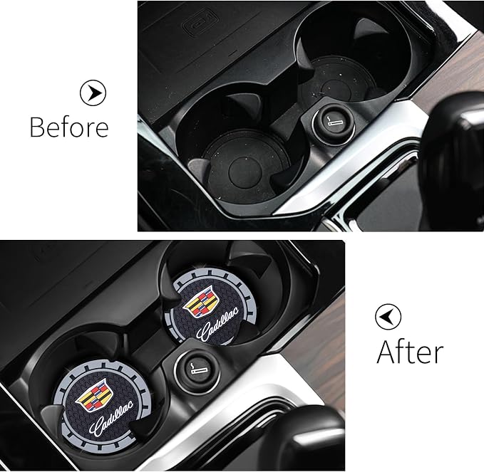 Car Cup Holder Coaster for Cadillac Escalade CT4 CT5 CT6 ATS CTS SRX XT5 Recessed Silicone Cupholder Coaster Interior Accessories 2.75in 2Pack