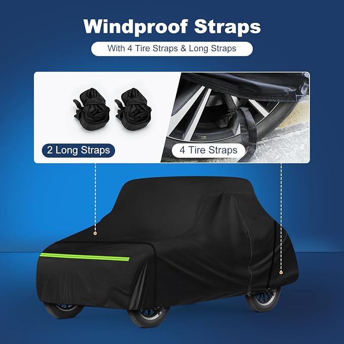 QUNSUNUS Car Cover for Ford Model T 1908-1927 Waterproof with Cotton Lining | Heavy 420D Oxford Outdoor All-Weather Model T Car Cover, with Zipper and Straps, for Dust, Sun, Wind Protection