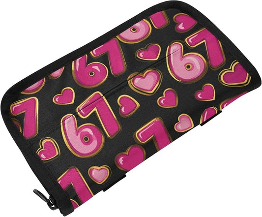 Black 67 Hearts Pink Six Seven Car Tissue Holder Durable Napkin Holder Hanging Tissue Holders Case Car Tissues Bag for Sun Visor Seat Back Universal Auto