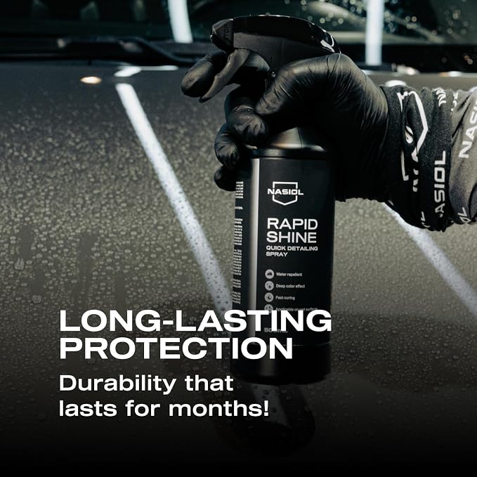 Nasiol RapidShine Quick Detailer Spray, Hybrid Water Based Formula, High Gloss, Super Slickness, Hydrophobic, Enhanced Color, WetCoat Easy to Use Car Nano Coating Spray,17fl oz
