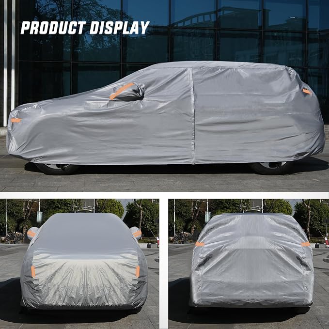 Nilight Car Cover Waterproof All Weather fo SUV, Heavy Duty Outdoor Full Cover Rain Sun UV Protection with Zipper Cotton, Extra Thick Car Covers,Universal Fit for SUV Jeep-Length (Up to 181")