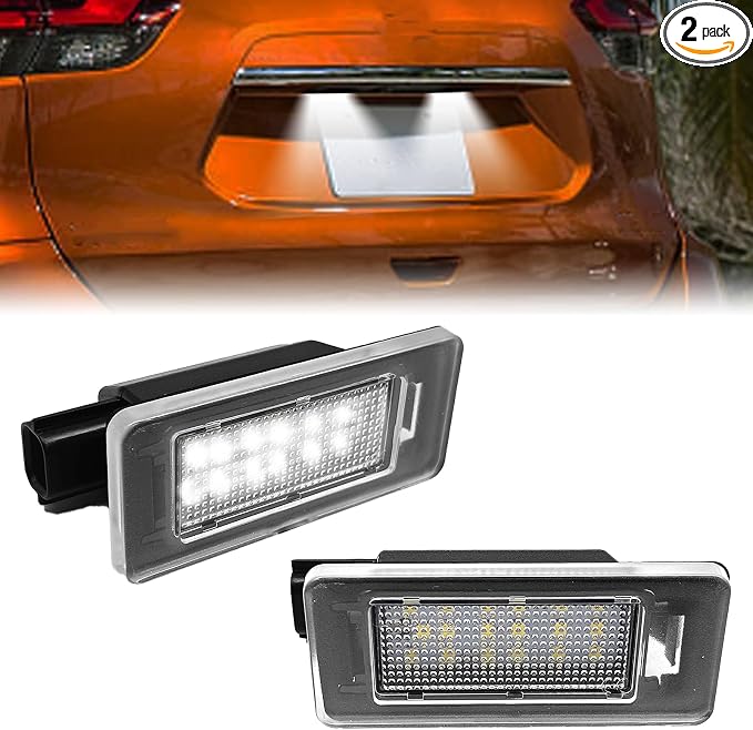 LED License Plate Light Tag Lamp Assembly, Compatible with 19-Up Altima L34, 20-Up Sentra B18, 19-Up Versa Sedan N18, 21-Up Rogue T33, Powered by 18-SMD 6000K(2 Pcs White)