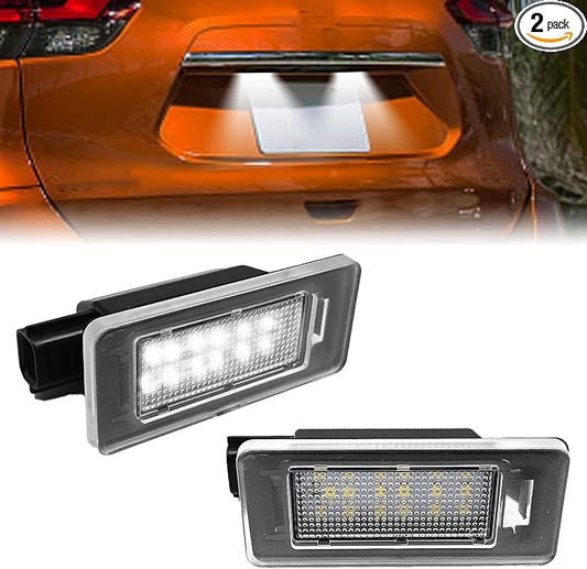 LED License Plate Light Tag Lamp Assembly, Compatible with 19-Up Altima L34, 20-Up Sentra B18, 19-Up Versa Sedan N18, 21-Up Rogue T33, Powered by 18-SMD 6000K(2 Pcs White)