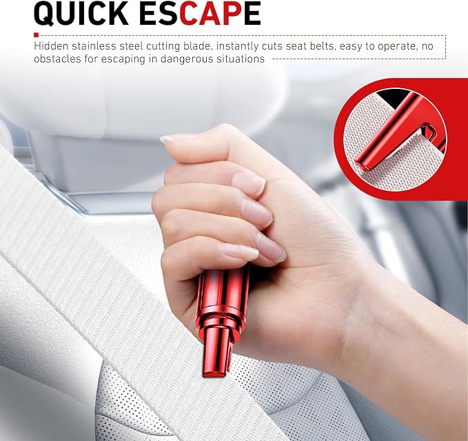 Car Window Glass Breaker Tool, Portable Emergency Escape Hammer, Compact Auto Glass Breaking Device for Vehicle Emergency Preparedness, Universal for Most Cars (Red)