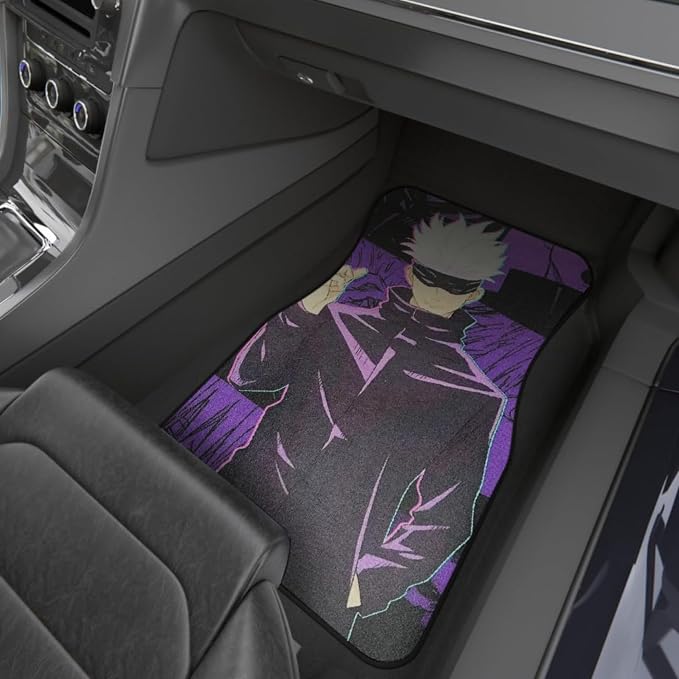 Anime Car Carpet Mat Set of 2 Front, jk Gjo Design Automotive Accessories Interior All Weather Floor Mats Decor with Non Slip Black Anti Skid Backing