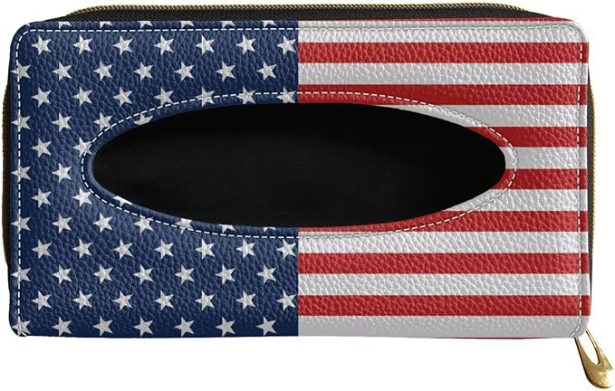 USA Flag Car Sun Visor Napkin Holder Leather Backseat Tissue Case Holder for Car,Vehicle Car Visor Tissue Holder Napkin Holder