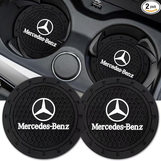 Black Silicone Car Coasters for Mercedes Benz Series Non-Slip Car Cup Holder Coasters,Car Interior Accessory for Car Cup Holder 2Pcs 2.75 Inch