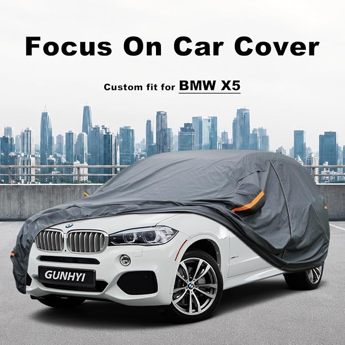 GUNHYI Premium Car Cover Custom Fit BMW X5 (2007-2026), 16 Layers Heavy Duty Car Cover Waterproof All Weather with Zipper Door for Sun Rain Snow Dust Uv Protection