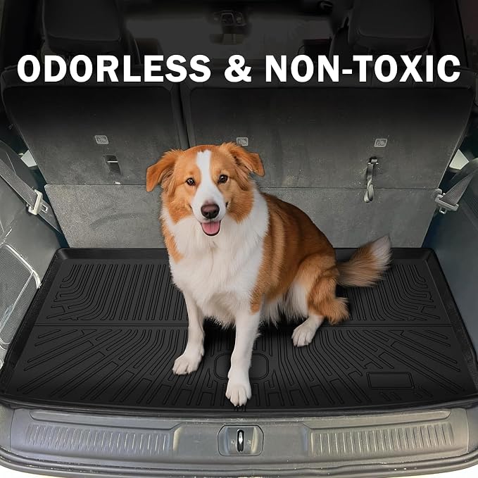 KUST Floor Mats for 2022-2025 Jeep Wagoneer Accessories (7 Seater Only), All Weather Floor Lines & Rear Trunk Mat, TPE Rubber, Raised Edge, Extended Lip (Not for 8-Seat/L/S)