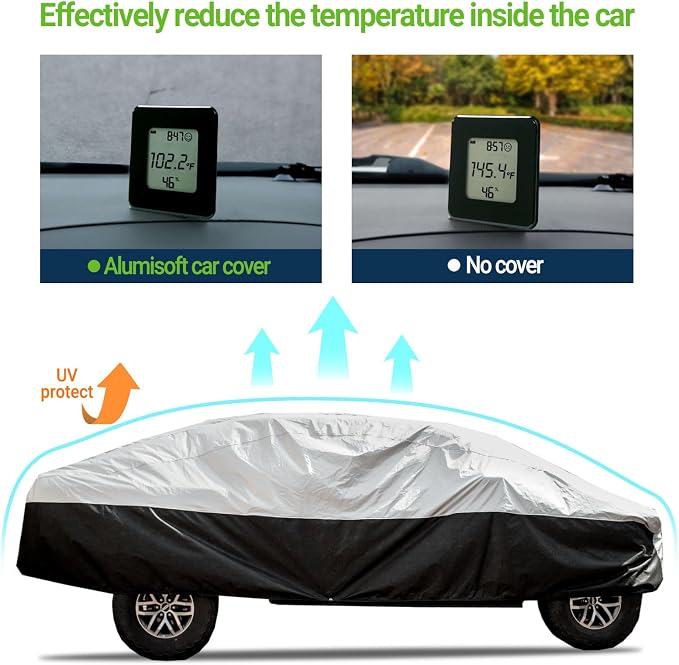 Season Guard Ultimate Plus Truck Cover,100% Waterproof Aluminium with Cotton Fleece and Breathable Fabric with Two Extra 19.6ft Windproof Tie Down Straps,Fits Truck up to 240"