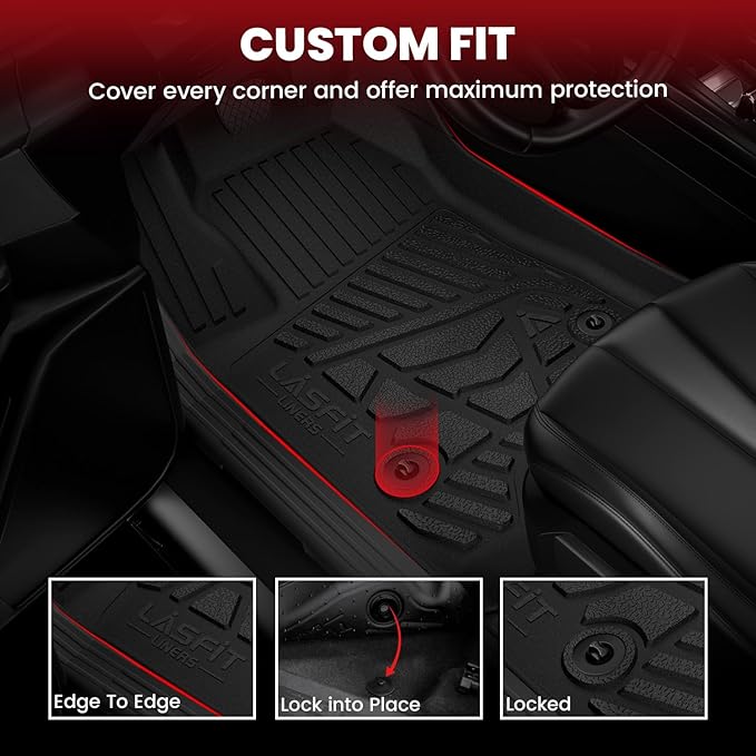LASFIT Floor Mats Crew F250 2017-2026 Bench Seats 2nd Row Without Storage | Floor Mats for Ford F250 F350 F450 All Weather Only Fit Carpet Floor Super Duty TPE Car Floor Liner, 1st&2nd Row