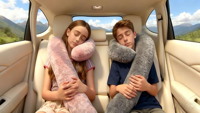 Car Travel Pillow, car Pillow for Kids and Adults, Ergonomic Travel Pillow Providing Neck and Body Support, a Sleep aid, Children's Travel Pillow -Pink