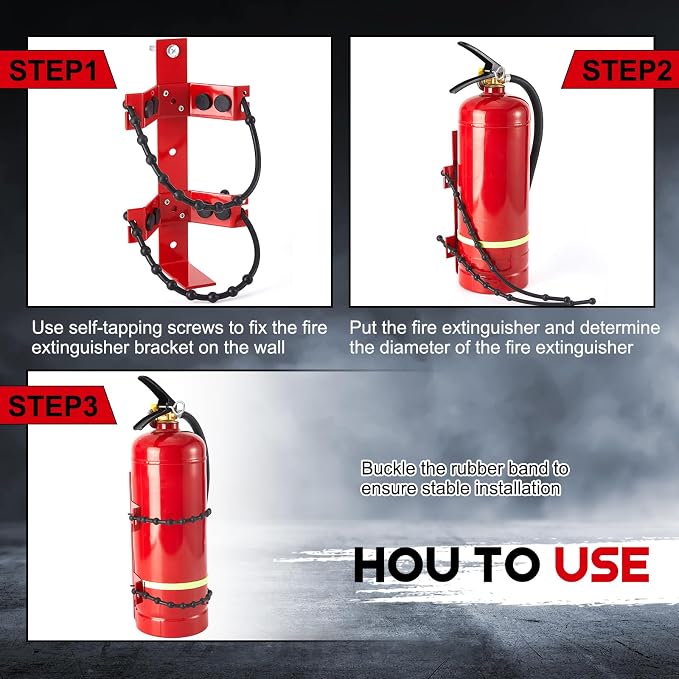 RattanView 2 Pcs Fire Extinguisher Mount Bracket Adjustable, Supports up to 10 lb, Heavy-Duty and Easy Installation, Ideal for Home, Truck, RV, Boat, Commercial Use, Secure and Durable Holder