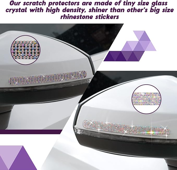 10PCS Car Door Handle Bling Rhinestones Stickers, AB Galaxy | Universal Auto Door Handle Safety Reflective Strips, Galaxy Shine