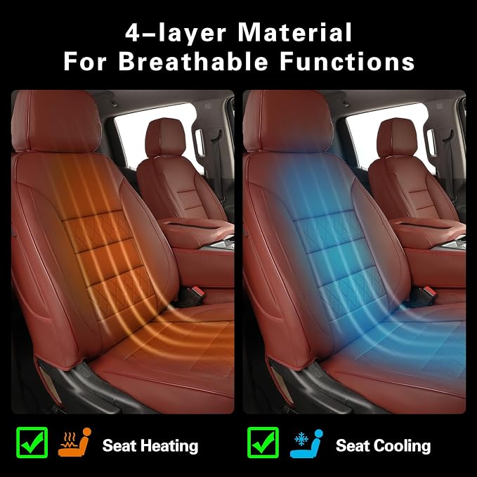 EKR Silverado Seat Covers Custom Fit for (Crew Cab) 2014 2015 2016 2017 2018 Chevrolet Silverado 1500 & HD 2500/3500 WT/LS/LT/LT/High Country/Custom,Faux Leather (Burgundy)