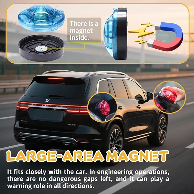 Tumecos Emergency Flare Alert Warning Signal Caution Light LED Beacon Pro with Magnetic Base for Vehicle (White)