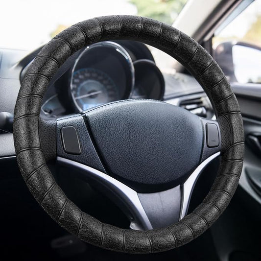 DaisyInner 17.5-18 Inch Steering Wheel Cover for Semi Truck No-Slip & Comfy Grip for Semi Trucks, Rv, Big Rig and 18 Wheelers(Segmented,Leather,Black)