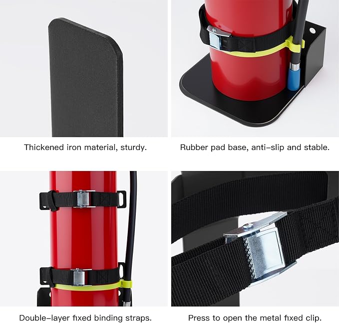 Fire Extinguisher Mount,Heavy Duty Vehicle Bracket Compatible with 20lb ABC, 10lb CO2 or a 15lb CO2 Fire Extinguishers (Black)