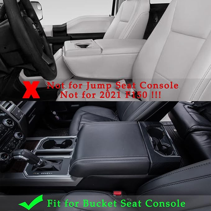 JDMCAR Center Console Cushion Compatible with 2015-2020 Ford F150/2017-2022 F250 F350 F450 and 2018-2024 Expedition Accessories, Customized PU Leather Armrest Cover Protector (Bucket Seat Only)