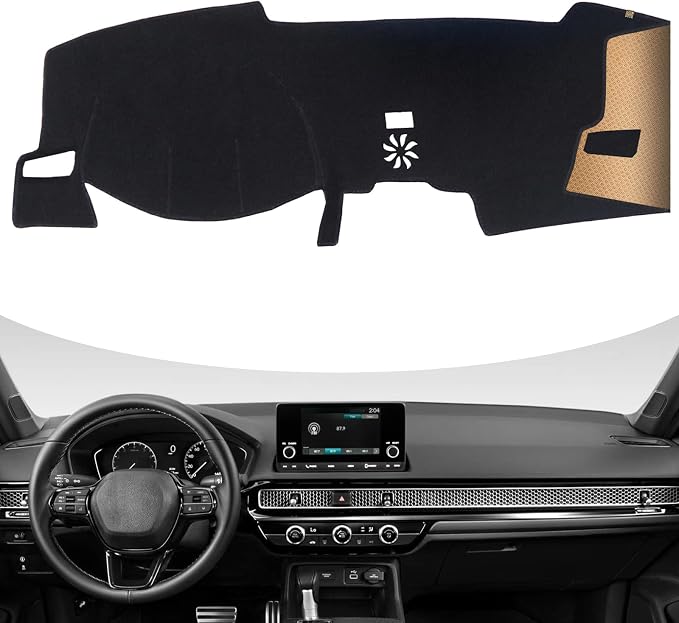 Dash Cover, Anti-Glare, Sun Protection, Dustproof, UV-Proof, Dashboard Covers, Interior Car Accessorie Fit for 2022 2023 2024 Ho-nda Civic (Only with Vertical Screen Vehicles), Black
