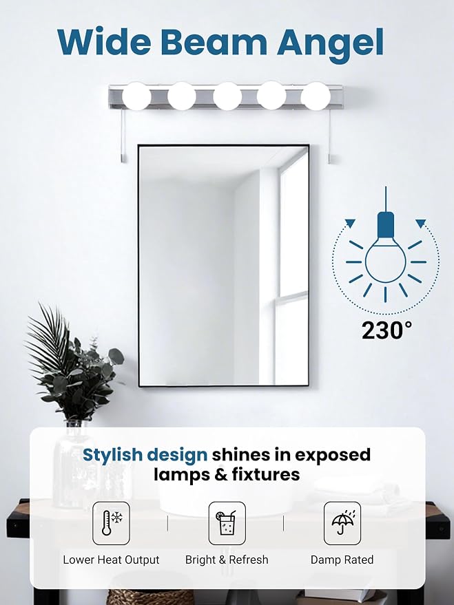 TJOY G25 LED Globe Light Bulbs, Vanity Light Bulb for Bathroom 40W Equivalent, 5000K Daylight White E26 Base, Round Decorative Bulb for Vanity Makeup Mirror, CRI85+, 450LM, Non-Dimmable, UL, 6 Pack