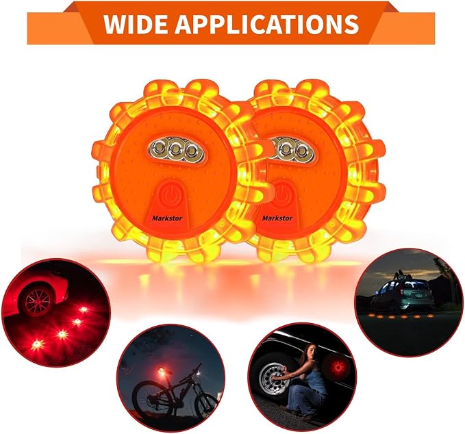 LED Road Flare Warning Light Full Emergency Safety Kit Battery Powered with Hammer Whistle Gloves