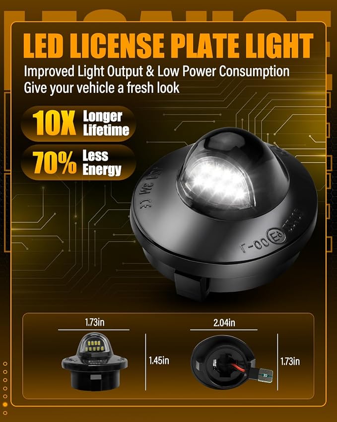LESAUCE LED License Plate Light with Socket Wiring Harness Plugs Tag Lights for Ford Trucks (1999-2016) – Direct Fit F150, F250, Super Duty, Bronco, Ranger – 6500K White, Plug & Play, Waterproof