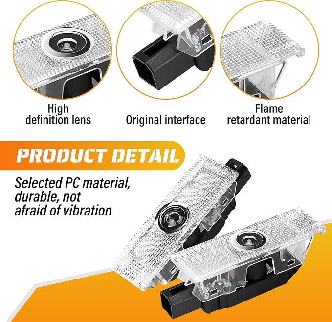 2Pcs Door Lights Logo for Dodge Challenger 2015-Present, Puddle Lights, Car Door Lights Logo Projector, Courtesy LED Welcome Puddle Projection Light Lamps Accessories