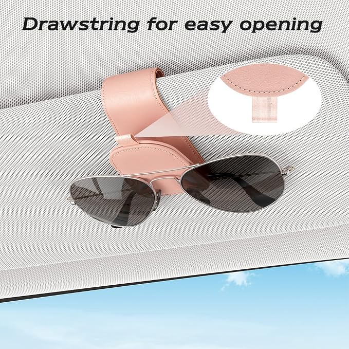 Sotfamily Sunglass Holder for Car Visor, Pink, 2 Packs | Suede Cloth, Magnetic, Organizer for Car Accessories