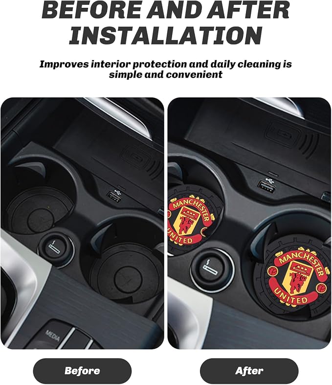 Cup Holder Insert Coaster for Manchester United UEFA UCL Fans,Anti Slip Car Cup Coaster Interior Accessories