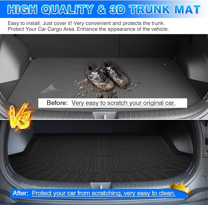 Seltos Cargo mat - Trunk Mat for Kia Seltos 2021-2026 | All Weather Trunk Mat for Seltos Accessories, Heavy Duty Rubber Mats, Car Accessories