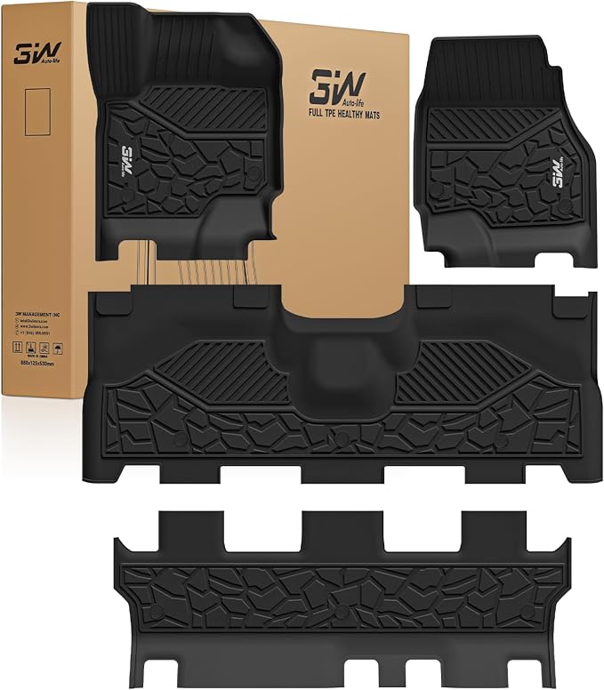 3W Floor Mats for 2025 2026 Ford Expedition Max Bench Seating 8 Seats, All Weather for 2025 2026 Ford Expedition Max (Not fit 7 Seats) Floor Mats Cargo Mat (Only MAX)