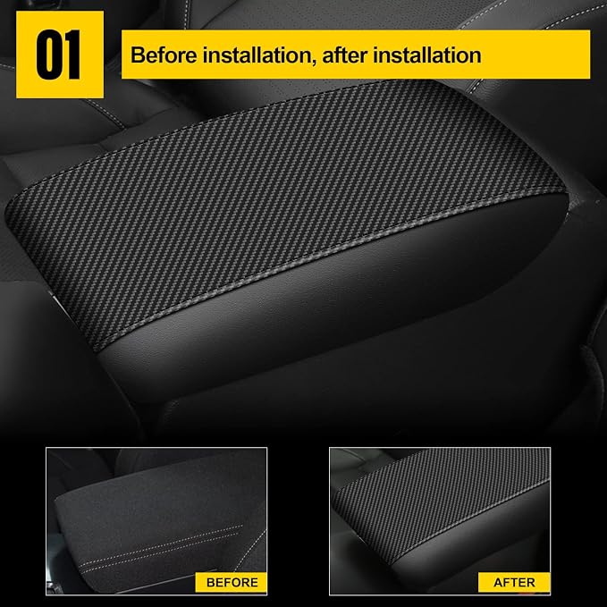 AOMSAZTO Carbon Fiber Armrest Covers for 2012 2013 2014 2015 Honda Civic Black