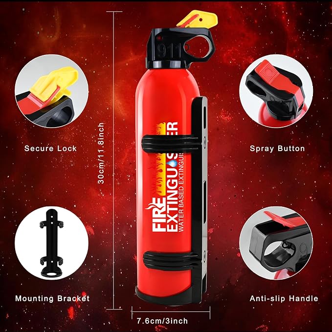 Fire Extinguisher for Home with Wall Mount - 4 Pack Upgraded 8-in-1 Portable Fire Extinguisher for Car Vehicle Boat House Kitchen, Water-Based Fire Extinguisher for A, B, C, K Fire