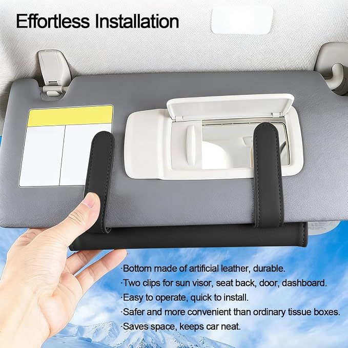 Bling Car Sun Visor Tissue Holder, Sparkling Crystal Rhinestone Visor Paper Towel Mask Box Holder, Glitter Diamond Auto Interior Napkin Cover Case, Universal for Truck SUV Van (Beige)
