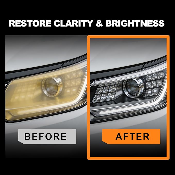 Headlight Restoration Kit Cleaner Restorer: Car Headlamps Oxidized & Yellowed Lens Repair with Protective Coating (180ml Headlight Refurbishment +20ml Protective Agent)