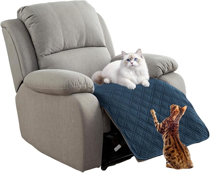 Genina Waterproof Recliner Chair Covers, Recliner Cover for Dog Pets Friendly, Washable Antislip Reclining Chair Cover Furniture Protector, Sofa Slipcover for Living Room(23.6inch/Peacock Blue)