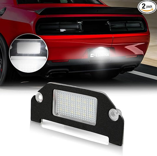 D-Lumina LED License Plate Light Tag Lamp Assembly for 2005-2014 Dodge Charger, 2008-2014 Dodge Challenger, 2005-2014 Chrysler 300, Dodge Avenger Magnum Dart, 6000K White Tag Lights, Pack of 1