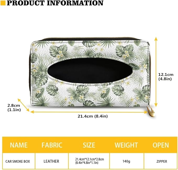 Green Palm Leaves Sun Visor Napkin Holder PU Leahter Car Visor Tissue Box Mask Holder for Car Durable Car Accessories