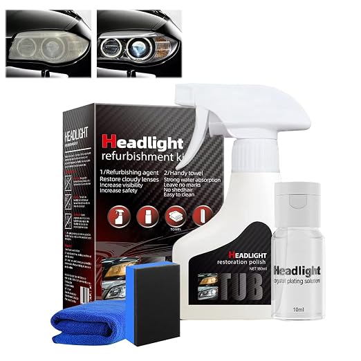 Upgrade Automotive Headlight Restoration Kit, DIY Headlamp Polishing and Oxidation Removal Set, Easy 3-Step Application for Foggy or Yellowed Lights