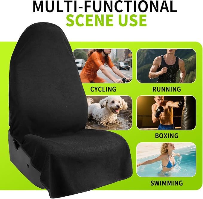 Leader Accessories Waterproof Towel Car Seat Cover, Front Bucket, Black | Universal Non-Slip, Fits Car Truck SUV, Machine Washable, For Dog & Kid, Pets, Yoga, Gym, Beach, Swimming, Outdoor Sports