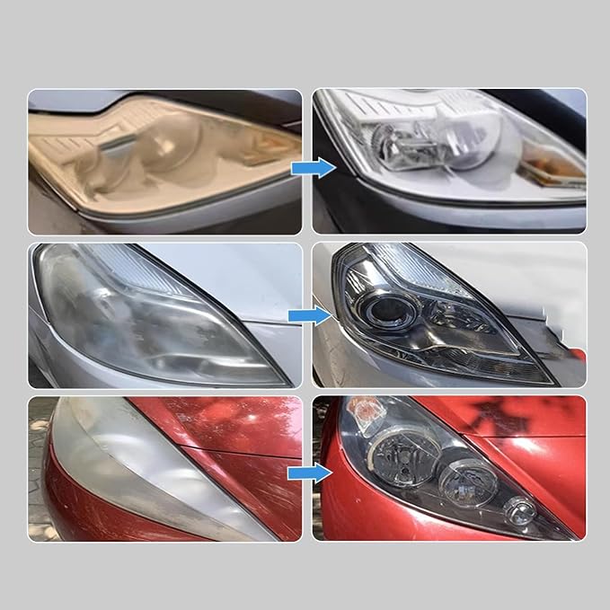 Q4 Headlight Restoration Kit,Headlight Cleaner, Automotive Headlamp Restoration Fluid,Yellowed Automotive Headlamps,Blurring Enhanced Crystalline (1set)