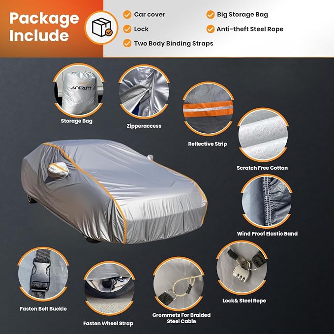 Custom Fit Mercedes Benz C-Class Car Cover for C300 AMG 2008-2025 Outdoor Waterproof Car Cover All Weather with Door Zipper Cotton Lining Scratch Resistant Rain Sun UV Dust Snow Protection